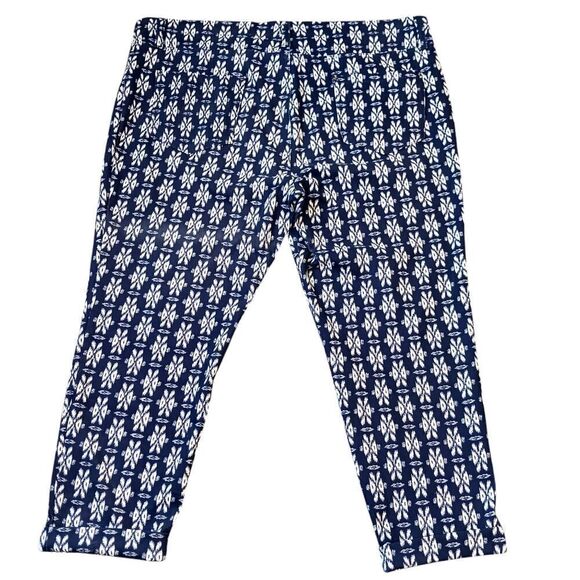 Ponte Pants Stretch Pull On Legging Southwest Print Navy White Size 2X - Picture 2 of 9